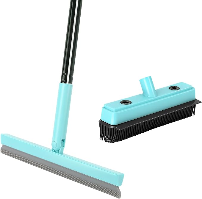 Floor Squeegee with 180° Rotating Head, with Rubber Broom by MICHAO