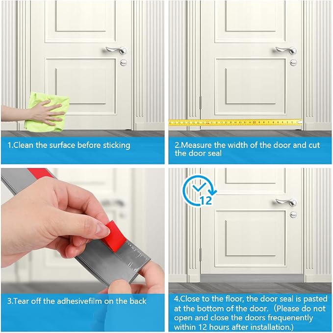 Ainiv 2 Pack Door Draft Stopper Under Door Seal, Adhesive Under Door Sweep - Image 7