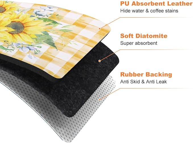 LOKHOM Dish Drying Mat for Kitchen Counter, Vintage Floral Dish Drainer Rack - Image 8