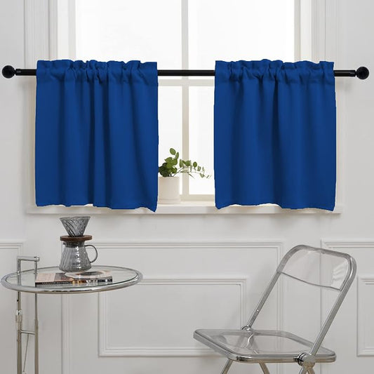 Pickluc Cafe Curtain 30 Inches Long, Rod Pocket Kitchen Curtain, Short Blackout by PICKLUC