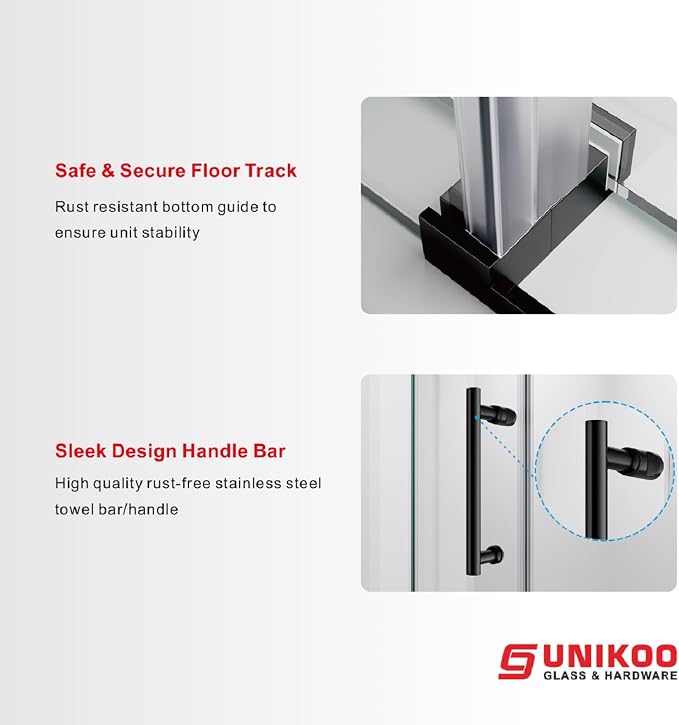 66-72 Inch x 80 Inch Sliding Frameless Shower Door, 3/8" Tempered Glass - Image 4