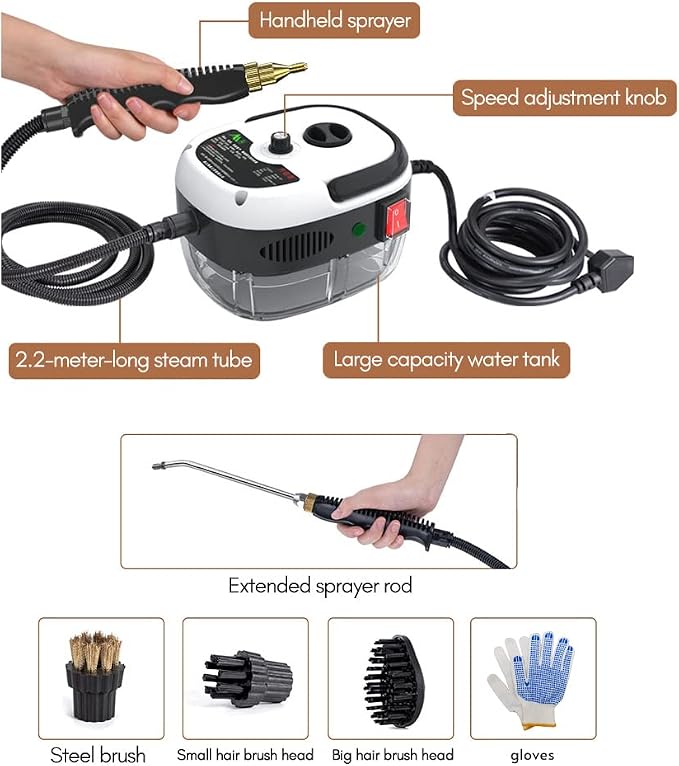 Decdeal Steam Cleaner - 2500W High Temperature Pressurized Handheld Steam - Image 5