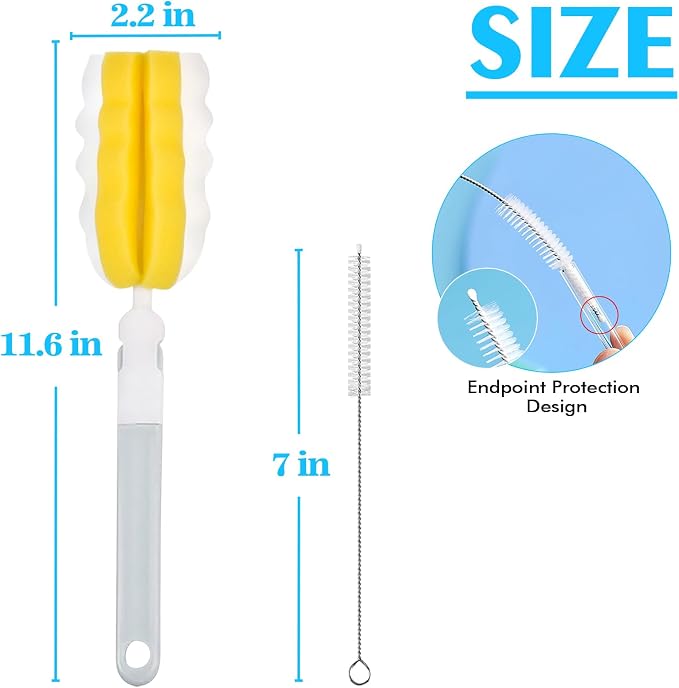 INVODA Bottle Brush 4Pack Long Handle Cup Cleaner Brush Whit Straw Brushes - Image 2
