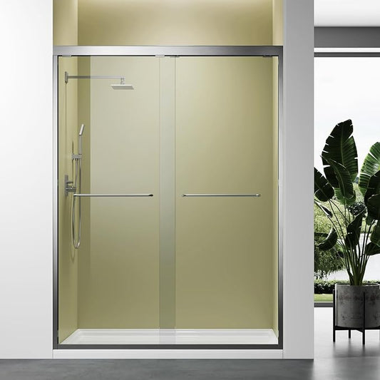 Brushed Nickel 45"-48" W x 72" H Semi-Frameless Glass Shower Door, Bathroom by Glazenclos