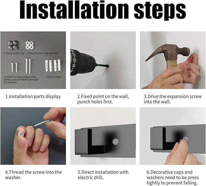 PMMASTO Coat Rack Wall Mount, Coat Hooks Wall Hooks - Image 4