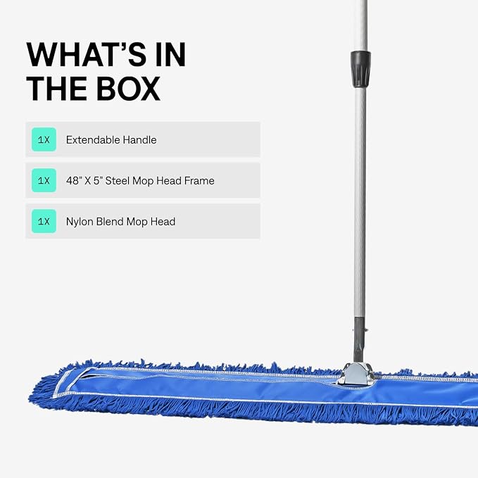 48 Inch Blue Commercial Dust Mop & Floor Sweeper - Image 2