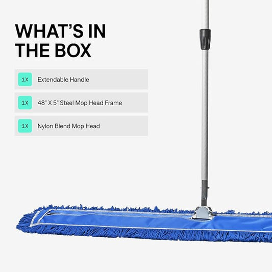 48 Inch Blue Commercial Dust Mop & Floor Sweeper - Image 2