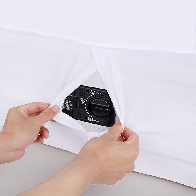 Air Mattress Sheets - 2 Pieces Set - Suitable for Inflatable mattresses 18 inches deep - can be inflated Without disassembly, Convenient, Sturdy, Easy to use air Bed Sheet (White, Twin)