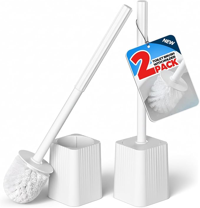 2Pack Toilet Bowl Brush and Holder Set by FORASTO