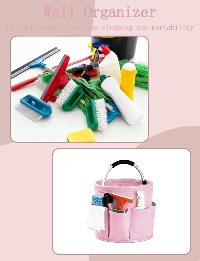 Cleaning Caddy with Handle, Cleaning Products Organiser, Foldable Storage Basket - Image 7