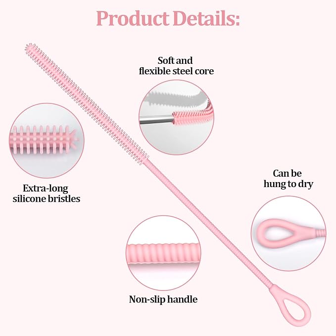 Silicone Straw Cleaner Brush, Straw Brush Bristles Cleaner Brush - Image 3