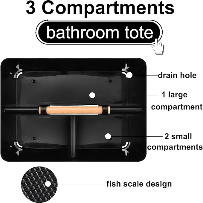 Haundry Plastic Black Shower Caddy Basket - Image 3
