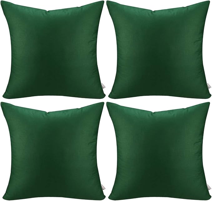 Thmyo 4-Pack 100% Cotton Comfortable Solid Decorative Throw Pillow Case Square Cushion Cover Pillowcases St Patricks Day DIY Throw Pillow Covers for Sofa(18x18 inch/ 45x45cm,Christmas Green)