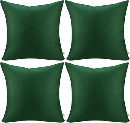 Thmyo 4-Pack 100% Cotton Comfortable Solid Decorative Throw Pillow Case Square Cushion Cover Pillowcases St Patricks Day DIY Throw Pillow Covers for Sofa(18x18 inch/ 45x45cm,Christmas Green)