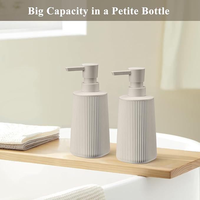 Beige 2 Pack Hand Soap Dispensers - Image 3