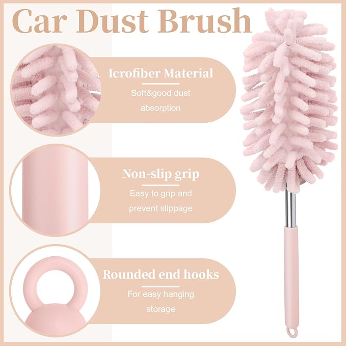 2 PCS Car Interior Duster with Extension Pole, Microfiber Car Duster with - Image 3