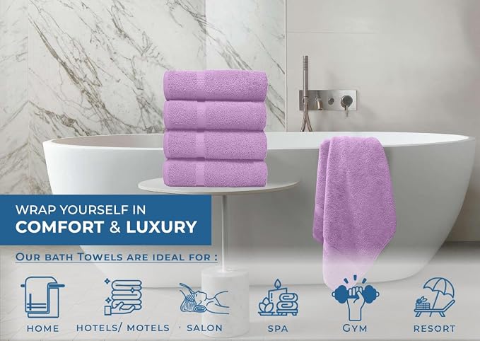 DAN RIVER Bath Towels Set of 4, 27 x 54 Inches, 100% Cotton, Larger & Lighter - Image 5
