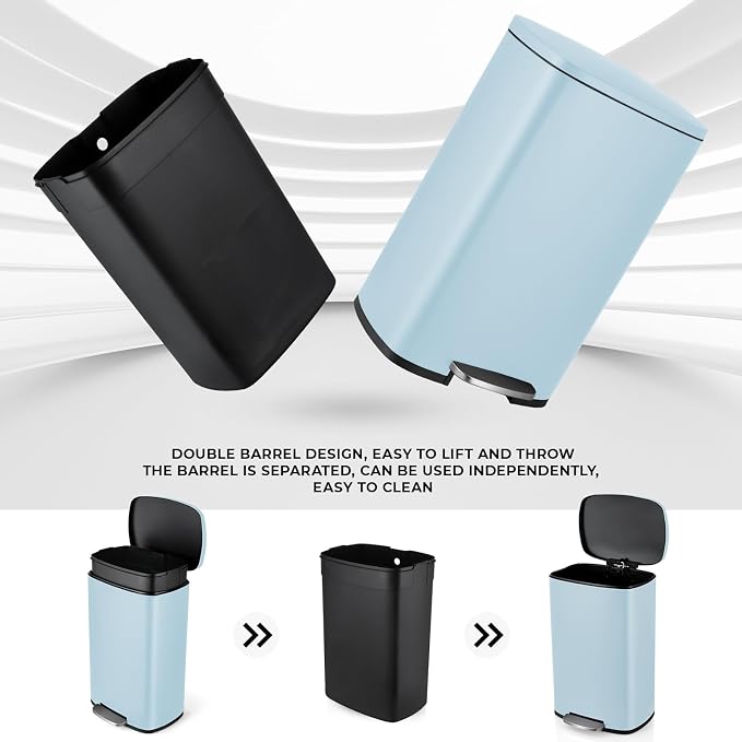 8 Gal Kitchen Trash Can, 30L Recycling or Garbage Bin, Brushed Stainless Steel - Image 4