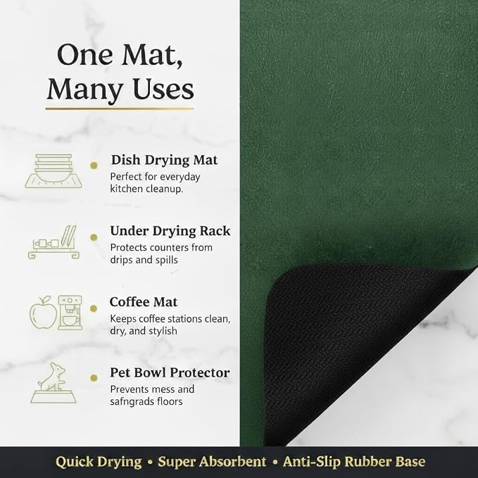 Dish Drying Mat Super Absorbent – 16" x 18" Coffee Mat - Image 6