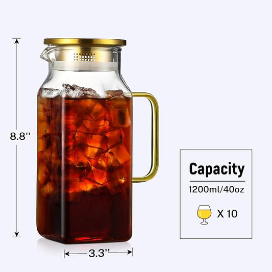 40 oz, 1.2Liter Square Glass Pitcher - Image 2