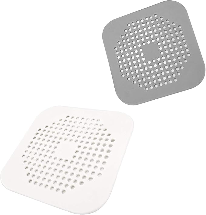 Square Drain Cover for Shower 5.7-inch TPR Drain Hair Catcher Flat Silicone by SHURIN