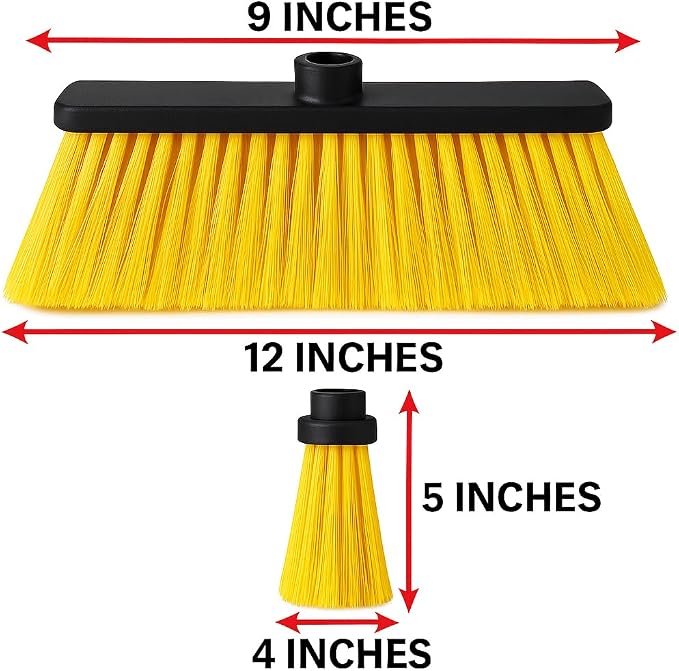 LUZIA Yellow 14" Premium Broom Head – Extra Dense Soft Flagged Bristles – Deep - Image 6