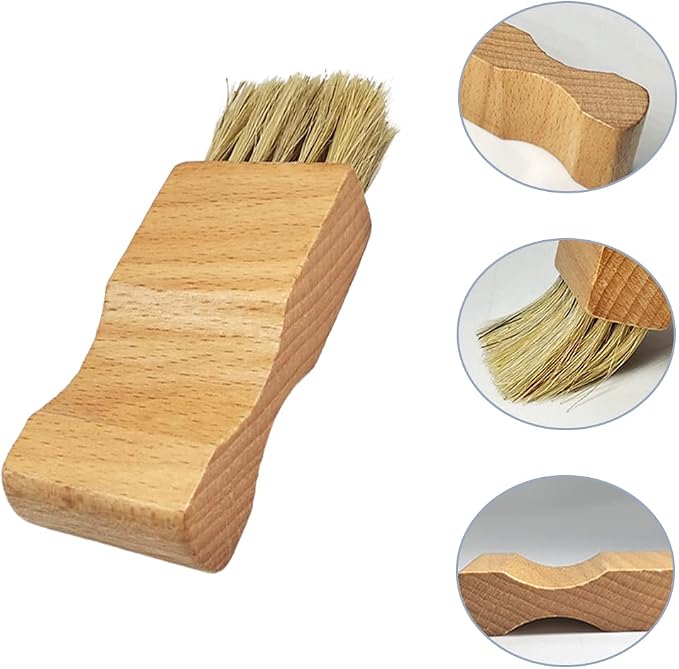 2 Pcs Shoe Polish Applicator Brushes Small Shoe Cleaning Brushes Wooden Handle - Image 4
