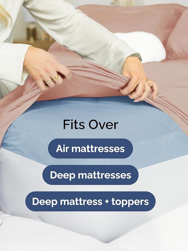 Extra Deep Pocket King Sheets - 4 Piece Breathable & Cooling Bed Sheets - Hotel Luxury Bed Sheet Set - Soft, Wrinkle Free & Comfy - Easily Fits Extra Deep Mattresses - Deep Pocket Mauve Sheets Set