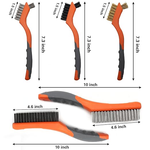 Wire Brush Set 5PCS, Nylon/Brass/Stainless Steel/Carbon Steel Bristles Wire - Image 2