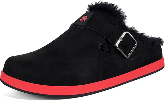 Fur Lined Clogs for Women Men Suede Winter Slippers Arch Support Slip on Mules by Hsyooes