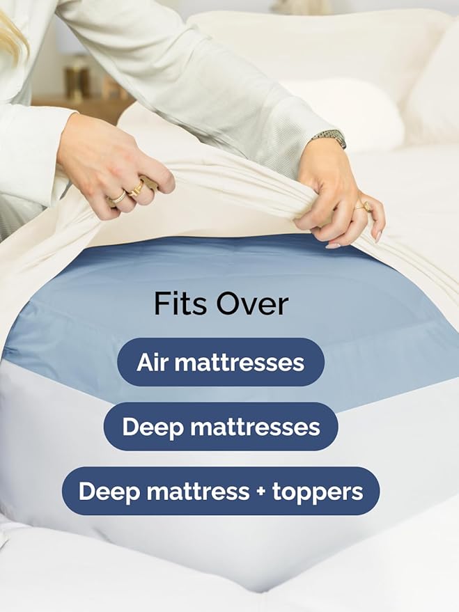 Extra Deep Queen Fitted Sheet - Hotel Luxury Single Fitted Sheet Only - Easily Fits 18 inch to 24 inch Mattress - Ultra Soft, Wrinkle & Fade Free w/Extra Deep Pockets - Breathable & Comfy - Off White