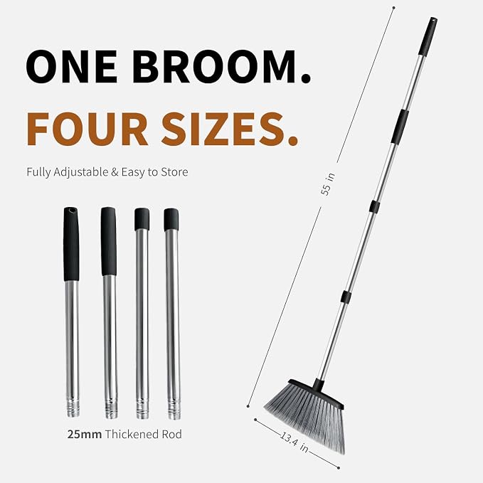 Broom, Outdoor Brooms for Sweeping Indoor, Adjustable 55" Pet Hair Removal - Image 6