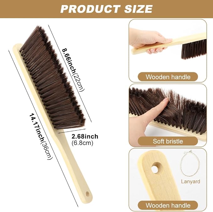 2 Pieces Wooden Hand Broom Brushes, Bench Brush - Image 2