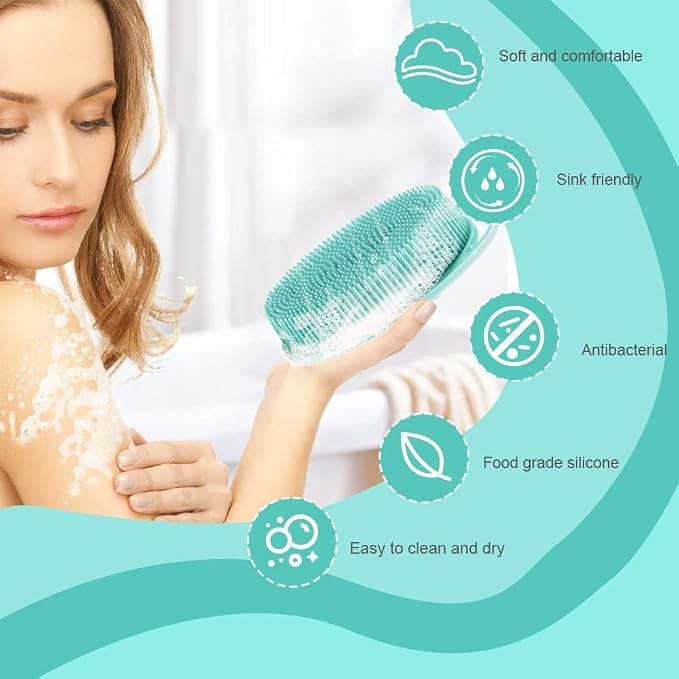 Soft Silicone Body Scrubber 2 PCS Silicone Body Shower, Silicone Loofah 2 in 1 - Image 7