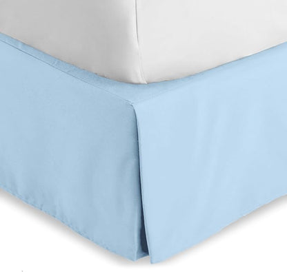 Bare Home Queen Bed Skirt - 15-Inch Tailored Drop Easy Fit - Bed Skirt for Beds - Center & Corner Pleats (Queen, Light Blue)