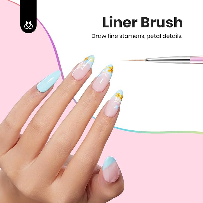 Beetles Nail Art Brushes Set for Gel Polish 3 Pcs Nail Art Design Pen and One - Image 3