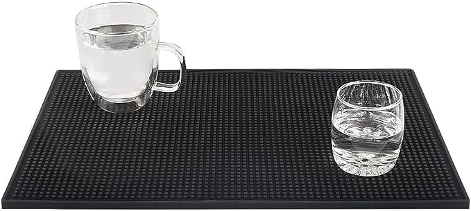 Tebery 2 Pack Black Bar Mat, Non Slip Cocktail Service Spill Mats - Image 4