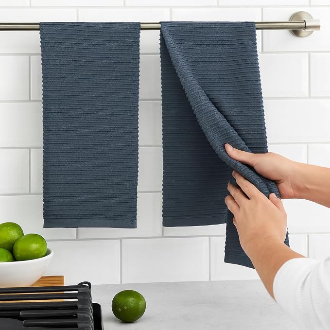 Serafina Home Slate Blue Gray Grey Kitchen Hand Dish Towels: Oversized 28" x 18" - Image 6