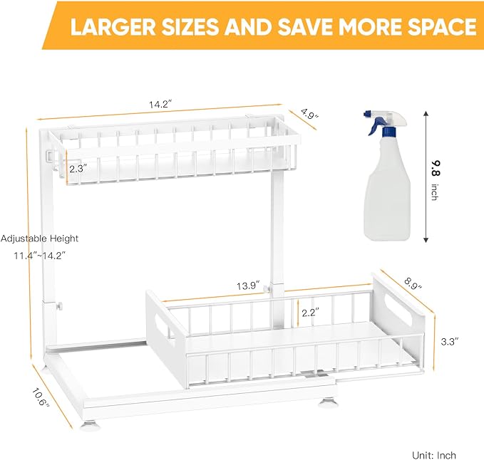 Under Sink Organizer Storage 2-Tier Premium Metal Pull-Out Kitchen Cabinet - Image 7