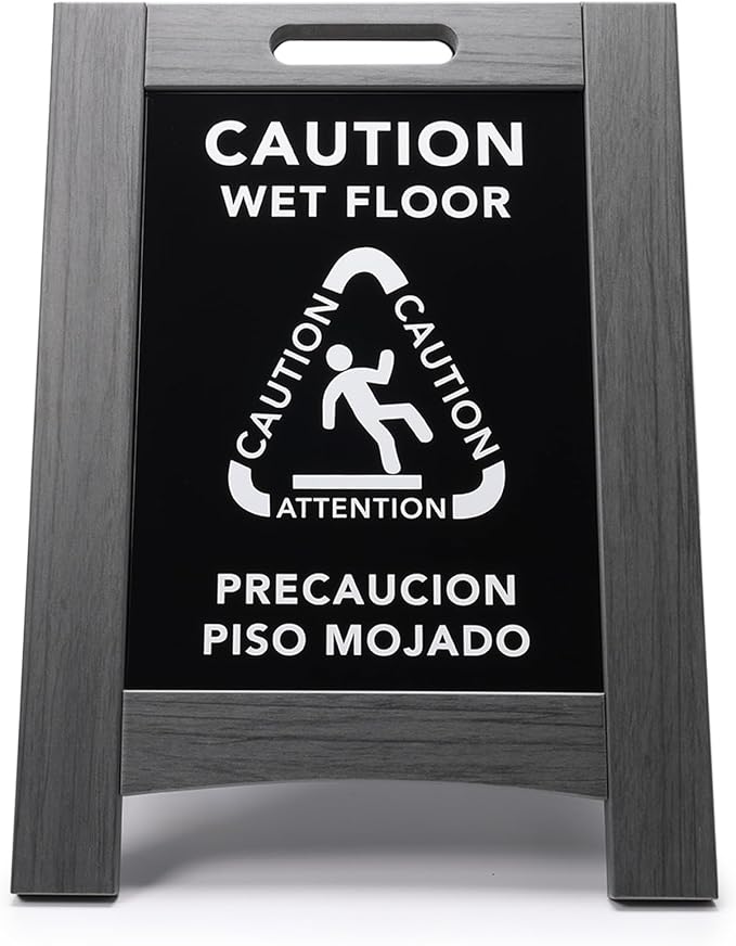 Premium Outdoor Composite Caution Wet Floor Sign – Bilingual w/Non-Skid Plastic - Image 4