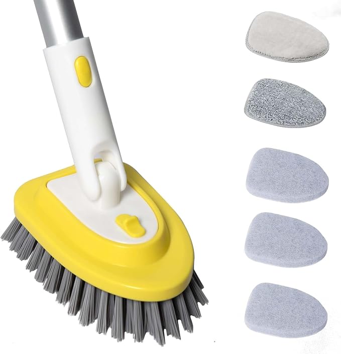 Shower Brush Scrubber with 51" Long Handle, 3 in 1 Tub and Tile Cleaning Brush by Bryquelin
