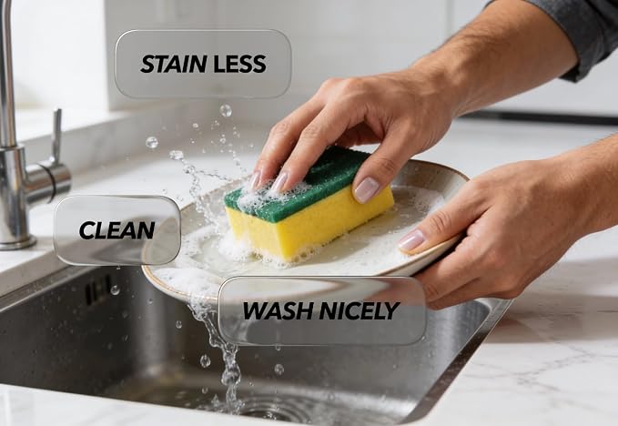 Kitchen Sponges 10-Pack Heavy Duty Dual Sided Dish Scrubber Sponges, Sponges - Image 6