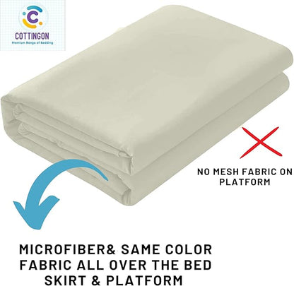 Cottingon Ruffled Bed Skirt with Split Corners-Dust Ruffle - 22" Drop 100% Microfiber Soft,Sheen & Luxurious Look - Bed Skirts (Ivory -Twin)