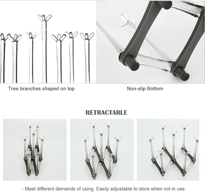 Marbrasse Retractable Cup Drying Rack, Drinking Glass and Sports Bottle Drainer - Image 3