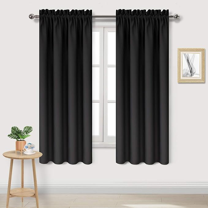 DWCN Black Room Darkening Blackout Curtains by DWCN