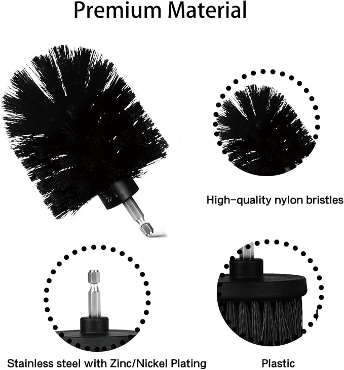 8 Pack Drill Brush Attachment Set, 1/4in Power Scrubber Brush + Extend Long Rod - Image 5