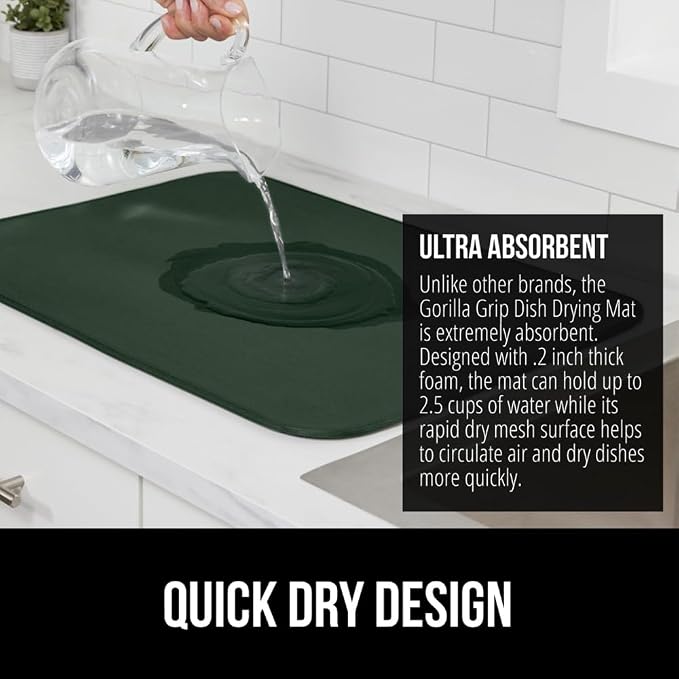 GORILLA GRIP Ultra Water Absorbent Microfiber Dish Drying Mat, Quick Dry Thick - Image 3