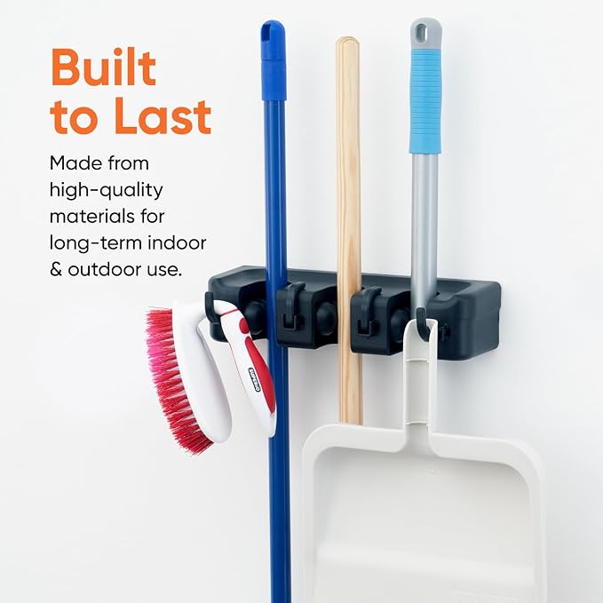 Superio Mop and Broom Holder Wall Mount Storage Organizer - Image 6