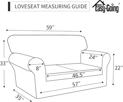 Easy-Going Sofa Slipcover Loveseat Cover Waterproof Couch Cover Washable Sofa Cover for 2 Cushion Couch Non-Slip Fabric Furniture Protector with Pocket for Pets Kids Dog Cat (Loveseat, Ivory)