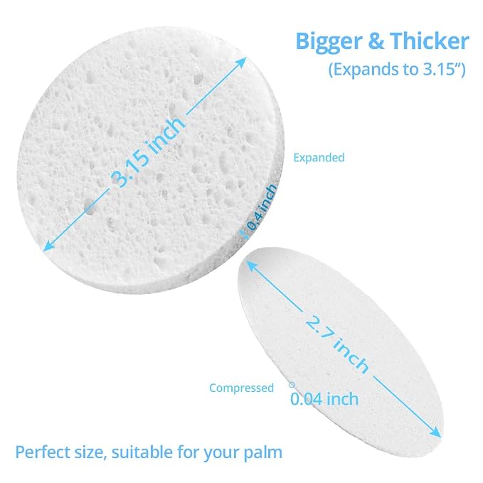 Natural Facial Cleansing Sponges- 20 Count Compressed Facial Sponges Cellulose - Image 5